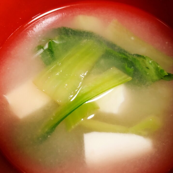 チンゲン菜と豆腐の味噌汁